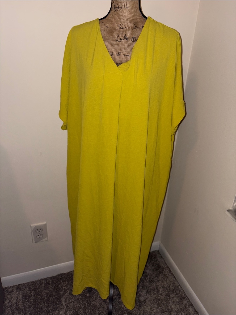 Bright Yellow V-Neck Women's Dress
